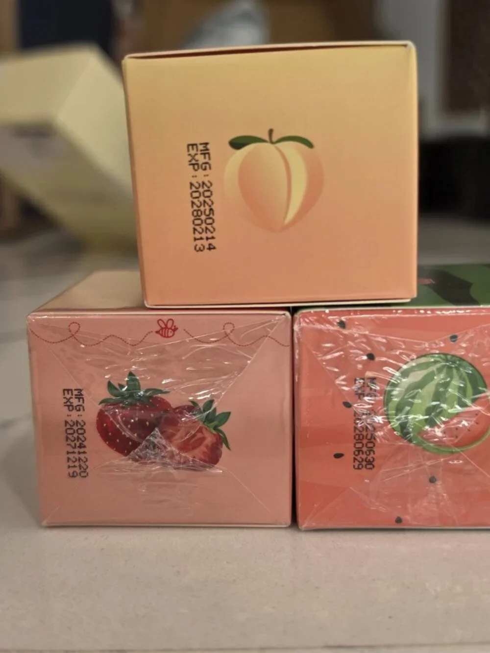 Bee Balm Lip Care Trio Peach Strawberry Watermelon Scents 5g each with applicato